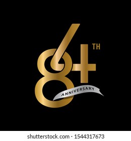 84th Years Gold Anniversary Celebration Simple Stock Vector (Royalty ...