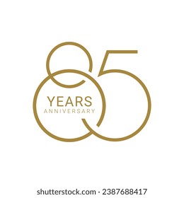 Logotipo de 85, 85th Years Aniversario, Color dorado, elemento Diseño de plantilla vectorial para cumpleaños, invitación, boda, jubileo e ilustración de tarjeta de saludo.