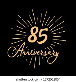 85 Anniversary fireworks and celebration background - stock vector - Vector