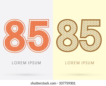 85, Brick, Construction font graphic design.