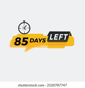Quedan 85 días, cuenta regresiva. Anuncio promocional, elemento promocional Anuncio de marketing. Ilustración vectorial.