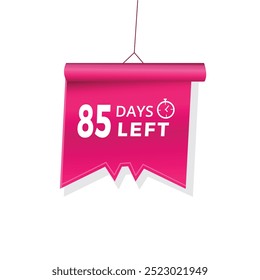 85 Days Left Icon banner label announcement vector illustration.