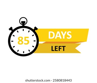 85 days left labels on white background. Countdown badge. Vector illustration. 