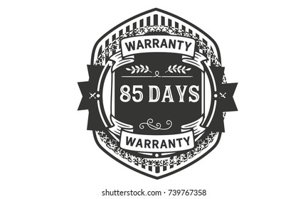 85 days warranty icon vintage rubber stamp guarantee