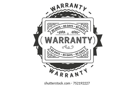 85 days warranty icon vintage rubber stamp guarantee