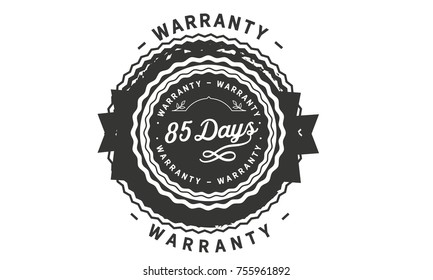 85 days warranty icon vintage rubber stamp guarantee.
