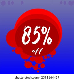85% discount bubbles icon, percentage red blue and white