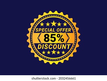 85% discount label and sale banner design template