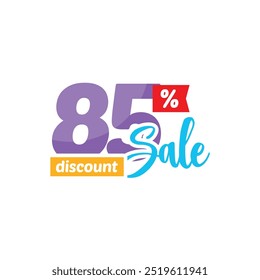 85% Discount Sale Tag Label Vector Template Design Illustration