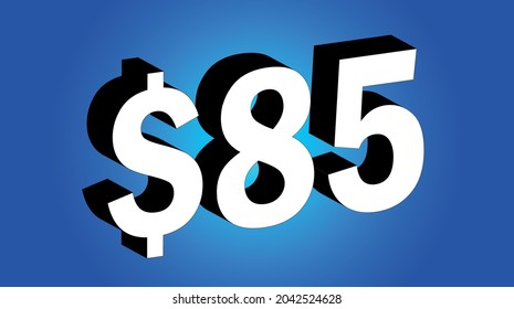 85 Dollar - $85 3D Blue Price Symbol Offer svg