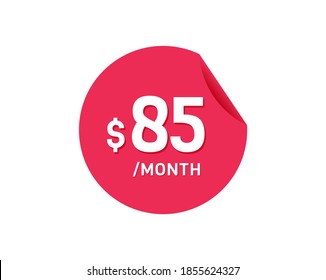 $85 Dollar Month. 85 USD Monthly sticker svg