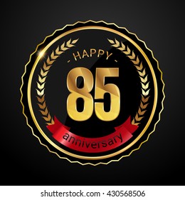85 Golden Anniversary Logo Red Ribbon Stock Vector (Royalty Free ...