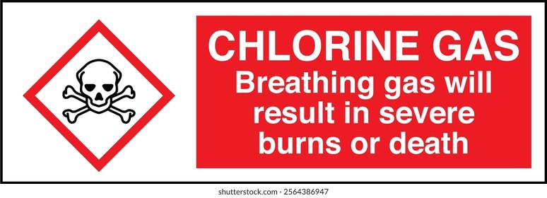 85 ISO 7010 GHS Chemicals Label and Hazard CAUTION Chlorine Gas Breathing Gas Will Result in Severe Burns or Death Horizontal.eps
