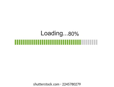 85% cargando iconos de progreso de barra, símbolo de carga verde ilustración vectorial. El concepto de actualización y actualización de los programas informáticos del sistema.