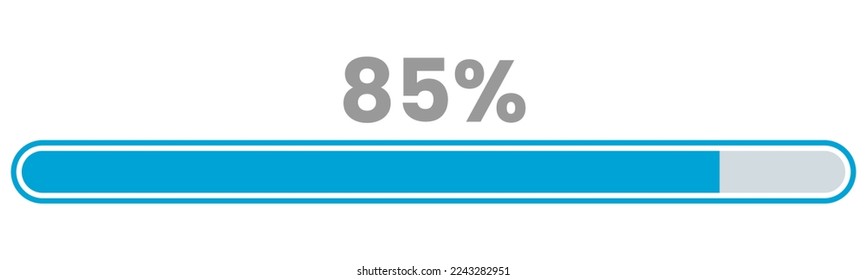 85% Loading. 85% progress bar Infographics vector, 85 Percentage ready to use for web design ux-ui