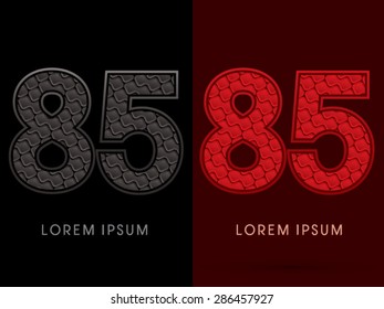85 Number, Abstract Font, Text, Typography, concept luxury hot and dark, red and black, pattern, graphic vector.
