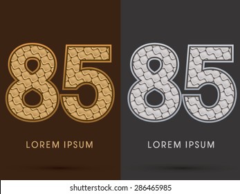 85 Number, Abstract Font, Text, Typography, concept  luxury gold and silver pattern, graphic vector