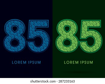 85 Number, Abstract Font, Text, Typography, concept luxury natural blue and green, pattern, graphic vector