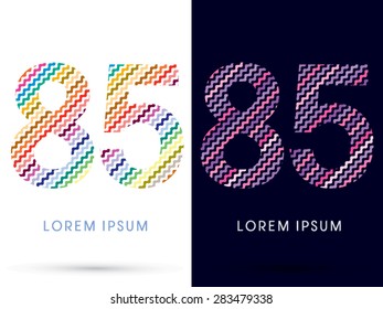 85 Number ,Colorful font designed using zigzag line, graphic vector.