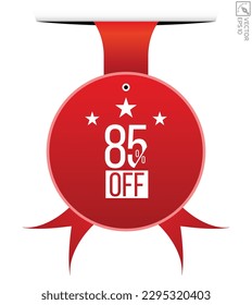 85% de descuento en el diseño de banner. 85% fuera del icono. Ilustración vectorial de estilo plano.
