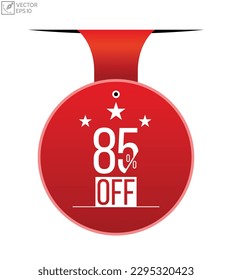 85% de descuento en el diseño de banner. 85% fuera del icono. Ilustración vectorial de estilo plano.