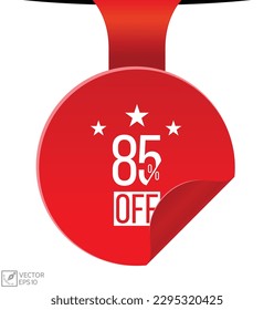 85 % Rabatt auf Banner-Design. 85 % Rabatt auf Icon. Flache Vektorgrafik.