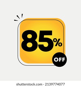 85% de descuento para banners, plantilla de diseño de etiqueta de descuento. Ilustración vectorial para ventas con ofertas especiales para minoristas.