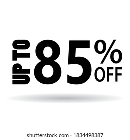 up to 85% off black text on a white background