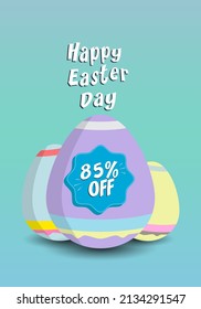 85 % Rabatt auf den Osterverkauf. Banner mit 85 % Rabatt