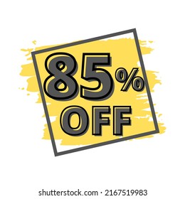 85% off. Flat vector badge on white background