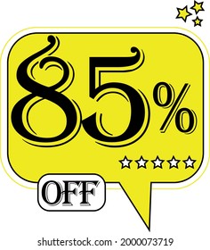 85% off Floating yellow balloon for promotional offers and discounts.