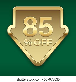 85% off golden badge, vector.