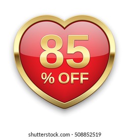 85% off golden badge, vector.