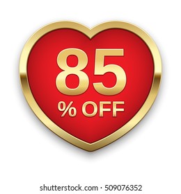 85% off golden badge, vector.