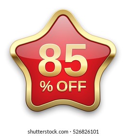 85% off golden badge, vector 
