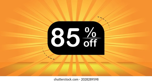 85% off - orange and black banner - 
eighty-five percent discount banner for big sales.