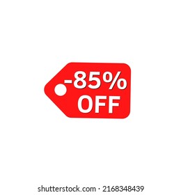 -85% off with red discount label design tag	