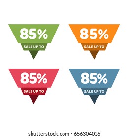 85% off. Sale and discount price badge sticker.