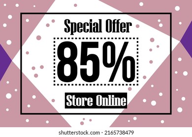 85% off. Sale sign design in style. Special offer in vector illustration.
