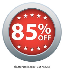 85 % Off. Shopping Sale Discount Badge in Red. Vector illustration.