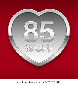 85% off silver badge, vector