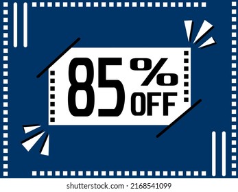 85% Off. Special offer marketing. 85% discount special sale conceptual. 85% Blue banner design.