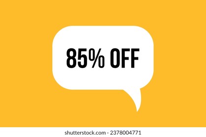 85% de descuento de la burbuja de voz de ilustración vectorial. Burbuja del discurso de la comunicación con 85% de texto fuera