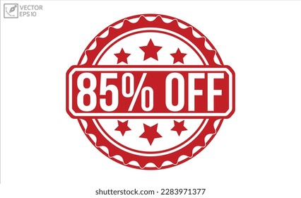 85% OFF stamp red rubber stamp on white background. 85% OFF stamp sign. 85% OFF stamp.