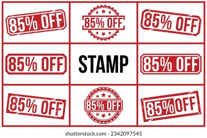 85% Off stamp red rubber stamp on white background. 85% Off stamp sign. 85% Off stamp.