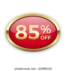 85% off vector badge, gold