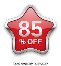 85% off vector badge, silver star