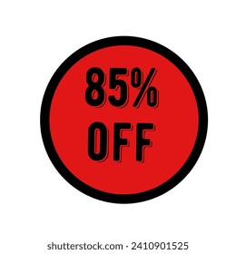 85% off vector image with red background and black outline