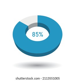 85 percent 3D vector pie chart