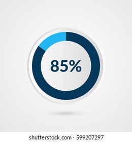 85 percent blue grey and white pie chart. Percentage vector infographics. Circle diagram business illustration 